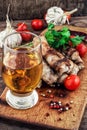 Grilled Turkey sausages with beer Royalty Free Stock Photo