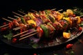 Grilled turkey skewers with colorful vegetables