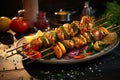 Grilled turkey skewers with colorful vegetables