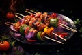 Grilled turkey skewers with colorful vegetables