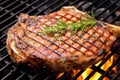 grilled veal chop with grill grid pattern visible Royalty Free Stock Photo