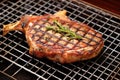 grilled veal chop with grill grid pattern visible Royalty Free Stock Photo