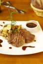 Grilled veal with vegetables and demiglas sauce