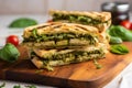 grilled vegan panini sandwich with pesto