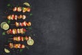 Grilled vegetable and chicken skewers Royalty Free Stock Photo