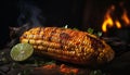 Grilled vegetable on a dark coal, autumn barbecue, healthy meal generated by AI Royalty Free Stock Photo