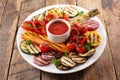 Healthy barbecue with dipping sauce