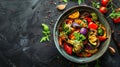 Grilled vegetables in bowl, delicious healthy food