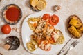 Grilled vegetables in a cast iron grilling pan, view from above Royalty Free Stock Photo