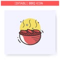 Grilled vegetables color icon. Editable