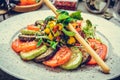 Grilled vegetables, grilled suluguni cheese Royalty Free Stock Photo