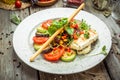 Grilled vegetables, grilled suluguni cheese Royalty Free Stock Photo