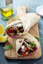 Grilled vegetables and hummus wraps Royalty Free Stock Photo