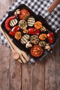 Grilled vegetables in a pan grill. vertical top view Royalty Free Stock Photo