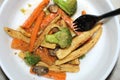 Grilled vegetables platter with various vegetables close and selective focus display.