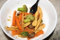 Grilled vegetables platter with various vegetables close and selective focus display.