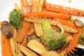 Grilled vegetables platter with various vegetables close and selective focus display.