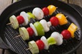 Grilled vegetables on skewers grill frying pan Royalty Free Stock Photo