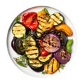 Grilled Vegetables On White Plate On A White Background