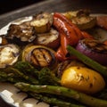 Grilled vegetables on wooden table