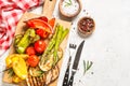 Grilled vegetables - zucchini, paprika, eggplant, asparagus and tomatoes.