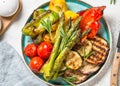 Grilled vegetables - zucchini, paprika, eggplant, asparagus and tomatoes.