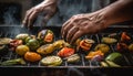 Grilled vegetarian meal, fresh from nature bounty generated by AI