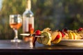 Grilled veggies, vegetable kebab with zucchini, onions and sweet Royalty Free Stock Photo