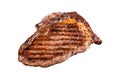 Grilled wagyu Rib Eye steak, marbled beef meat with salt. Isolated, white background.