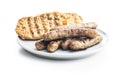 Grilled white sausages