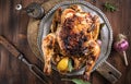 Grilled whole chicken above