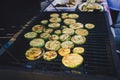 Grilled zucchini with addition of thyme, lemon zest and garlic Royalty Free Stock Photo