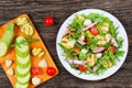 Grilled zucchini, arugula, meat summer salad Royalty Free Stock Photo