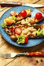 Grilled zucchini with broccoli and quinoa Royalty Free Stock Photo