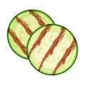 Grilled zucchini sliced slices isolated on white background. Rings of zucchini. Vector Illustration