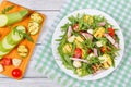 Grilled zucchini, tomato greens easy salad