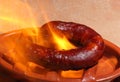 Grilledchorizo in a tradicional potery