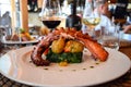 Grilles octopus, potato, red wine glass Royalty Free Stock Photo