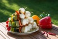 Raw grill vegetables on a plate