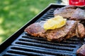 Grilling Beef, bbq set Royalty Free Stock Photo