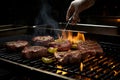 Grilling Beef Steak by Skilled Chef on Stylish Black Background