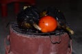 Grilling of Brinjal and tomato on coal stove or charcoal stove or mitti ka chulha or charcoal chulha or coal chulha or charcoal