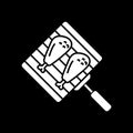 Grilling chicken drumsticks dark mode glyph icon