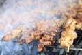 Grilling chicken with smoked Royalty Free Stock Photo