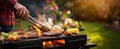 The Grilling Experience: Sizzling Meat and Vegetables in a Backyard BBQ Scene.AI generated image Royalty Free Stock Photo
