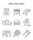 grilling food. set of colored vector icons in flat style