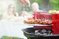 Grilling in a garden Royalty Free Stock Photo