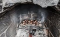 Grilling marinated chiken shashlik on a grill Royalty Free Stock Photo