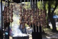 Grilling marinated shashlik on a grill Royalty Free Stock Photo