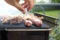 Grilling meat Royalty Free Stock Photo